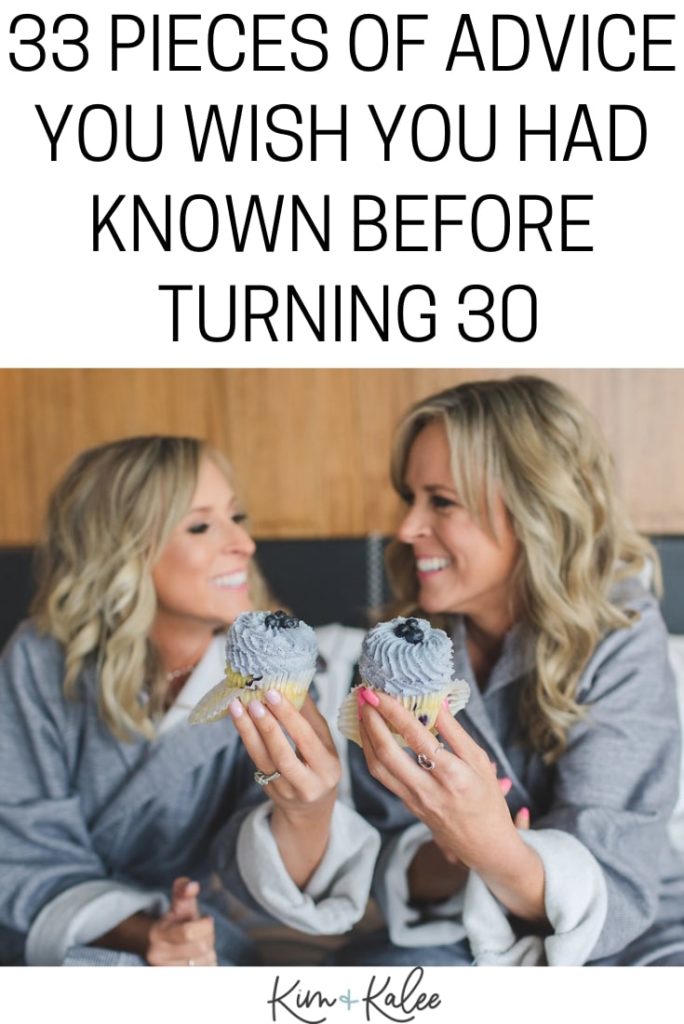 Text saying 33 Life Lessons I wish I had known in my 20's and a picture of us eating cupcakes