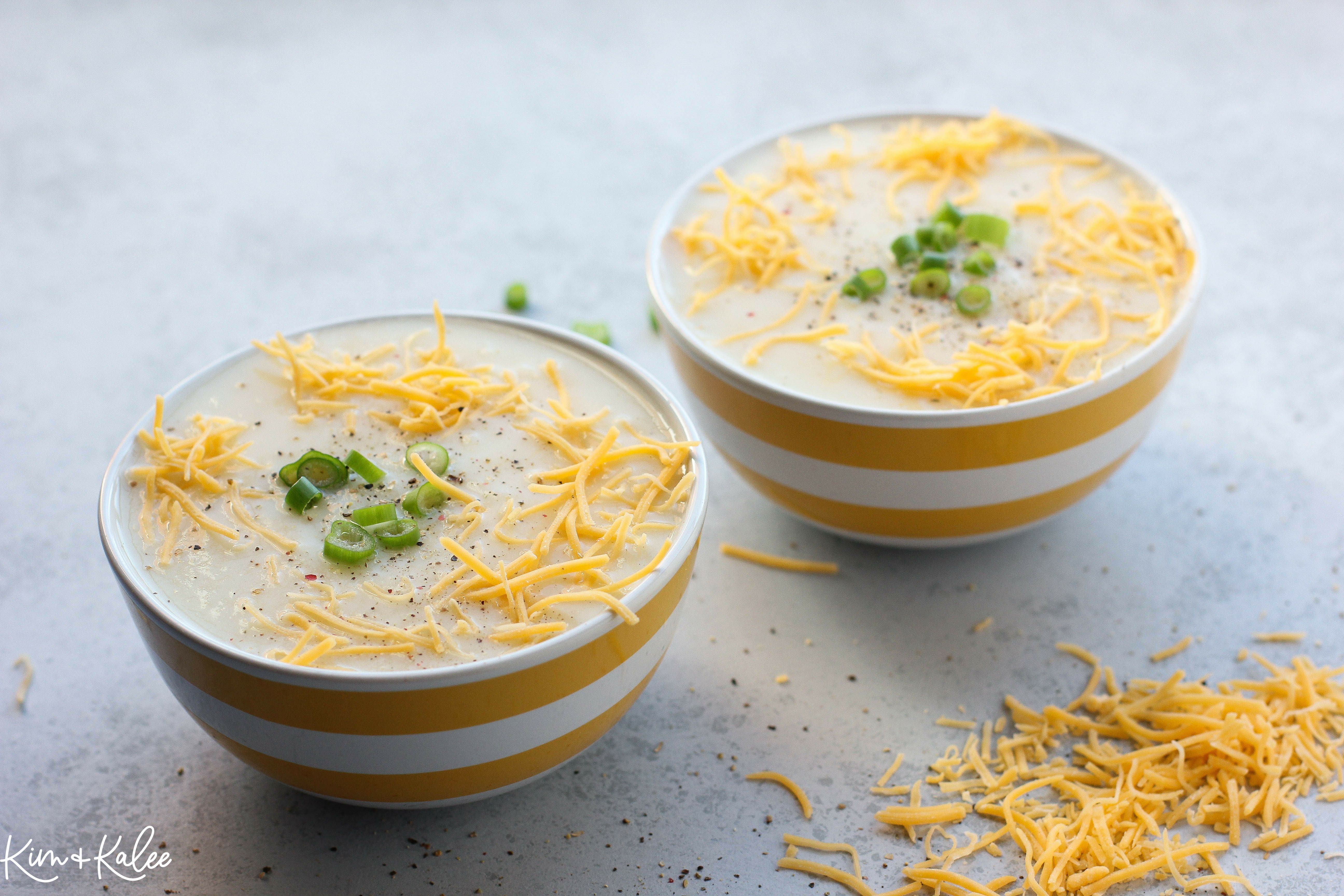 loaded potato soup with cheese