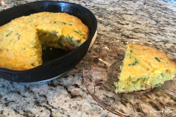 Keto Cornbread with 1 Slice removed - It includes Almond Flour, Bacon & Jalapeños