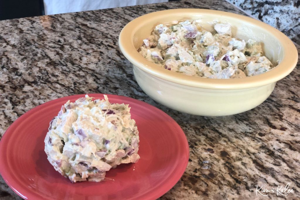 Keto Chicken Salad in a bowl and a on plate