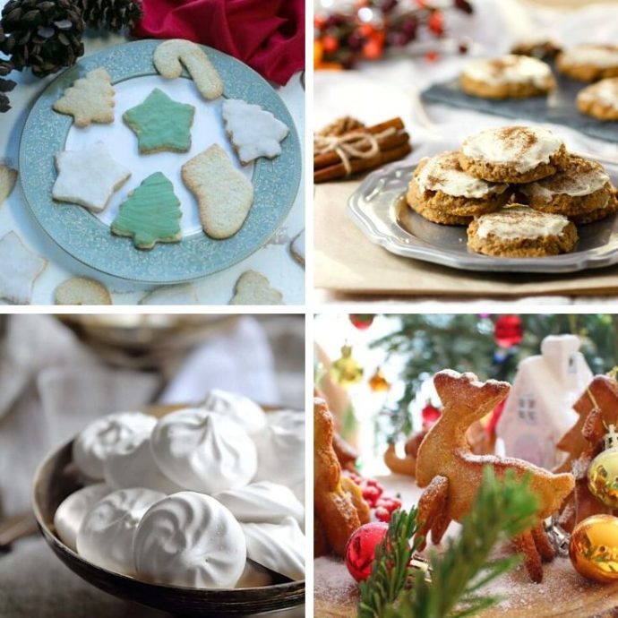 collage of 4 low carb Christmas cookies