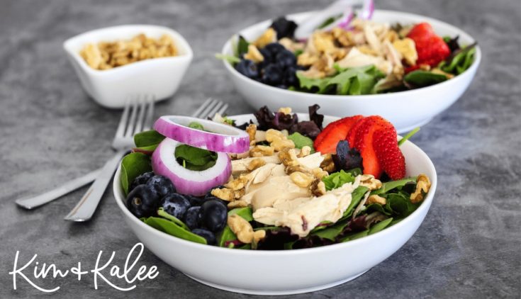 paleo strawberry spinach salad with rotisserie chicken