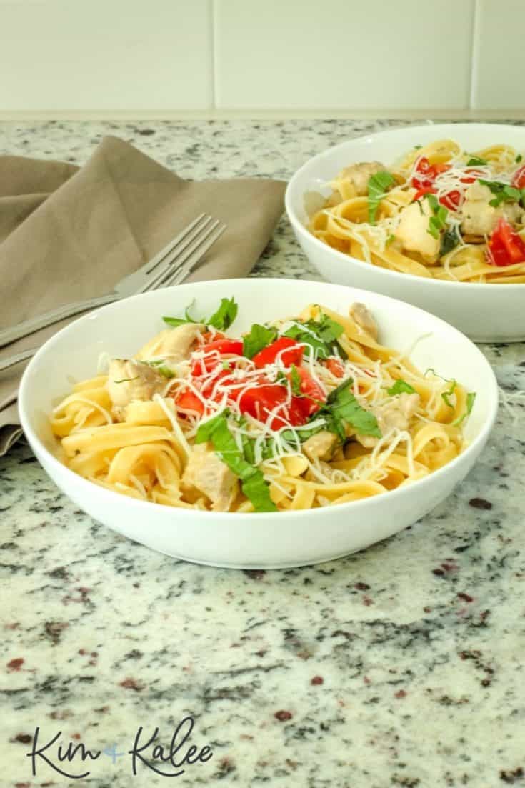 one pot creamy tuscan pasta in a bowl