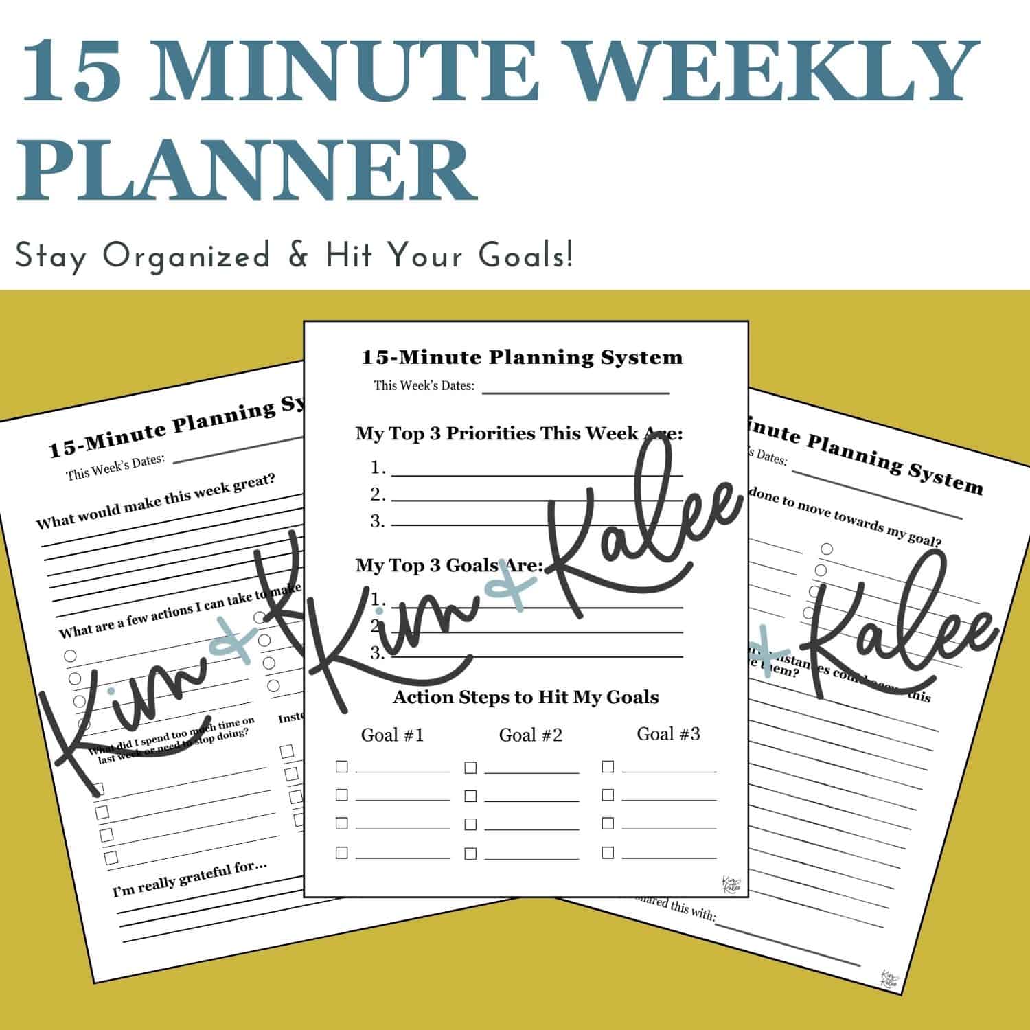 15 minute weekly planner product promo image