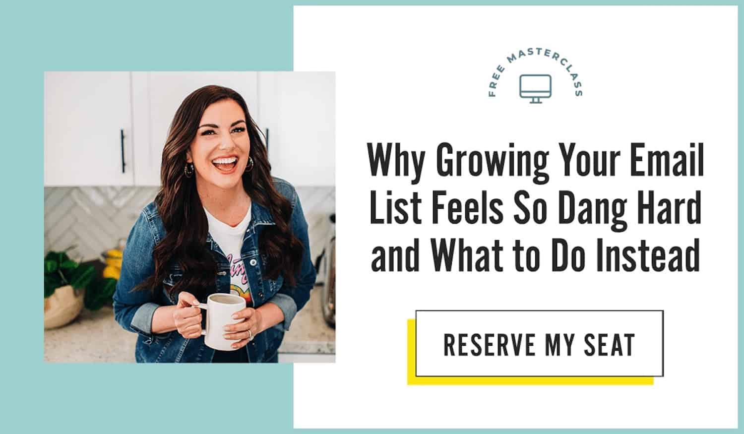 Why Growing Your Life Feels So Dang hard and What to Do Instead - Masterclass with Amy Porterfield holding a coffee mug