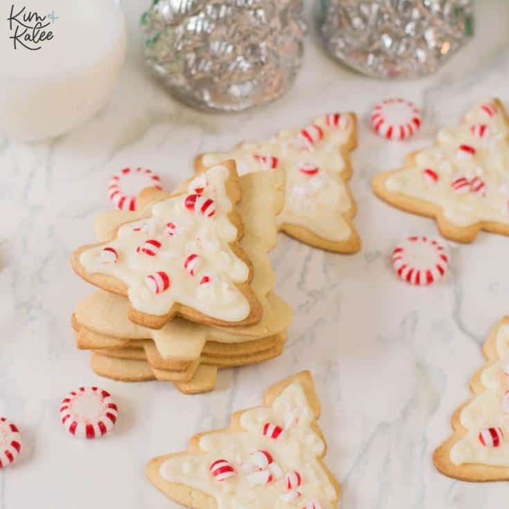 Christmas Tree Sugar Cookies with Peppermint Buttercream Frosting