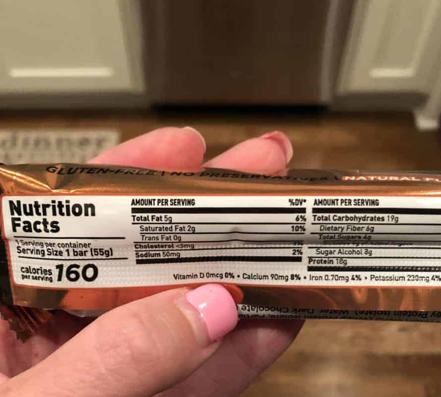 built bar nutrition label