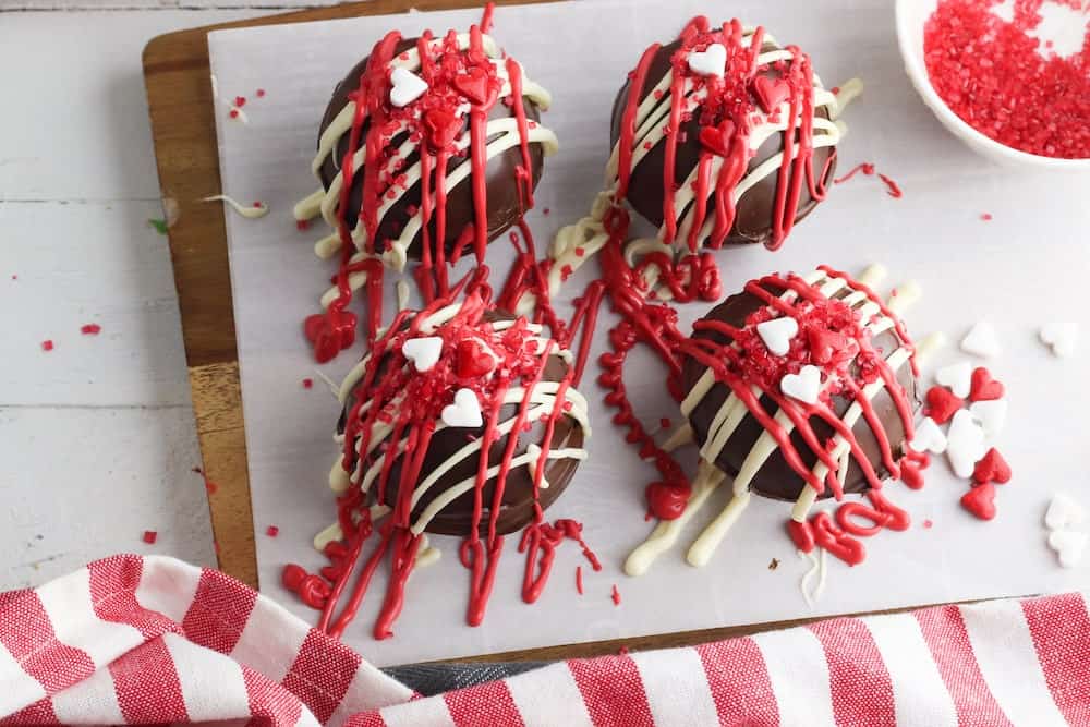 4 valentines day hot chocolate bombs
