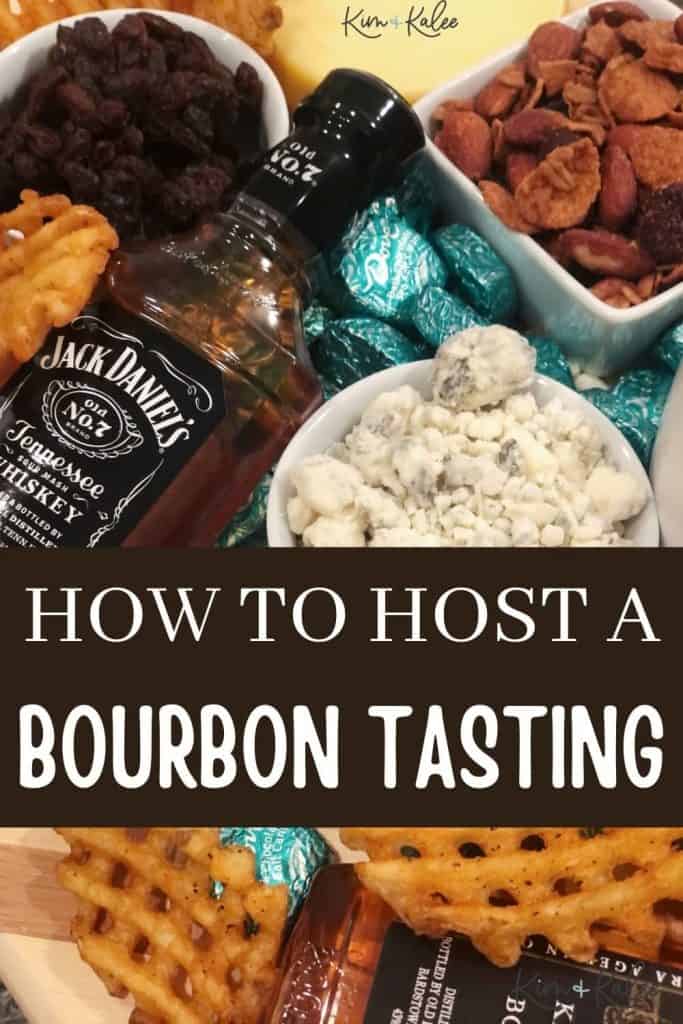 how to host a bourbon tasting with jack daniels and a charcuterie board in the backgroun