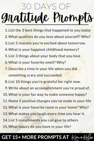 30 Days of Gratitude Journal Prompts to Boost Happiness (Printable)