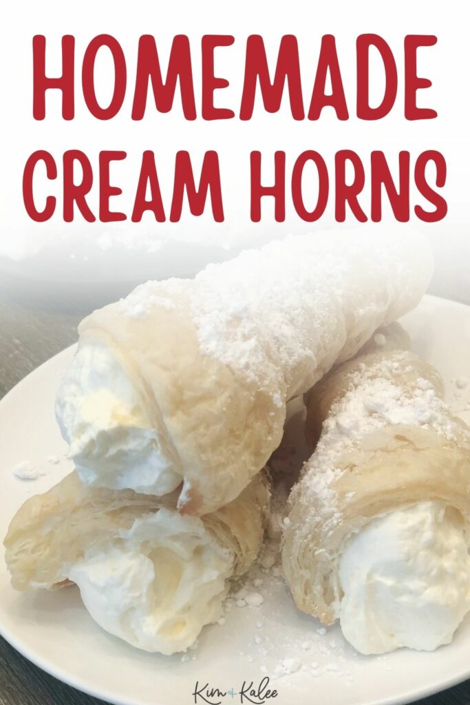 3 ,Homemade cream horns on a plate