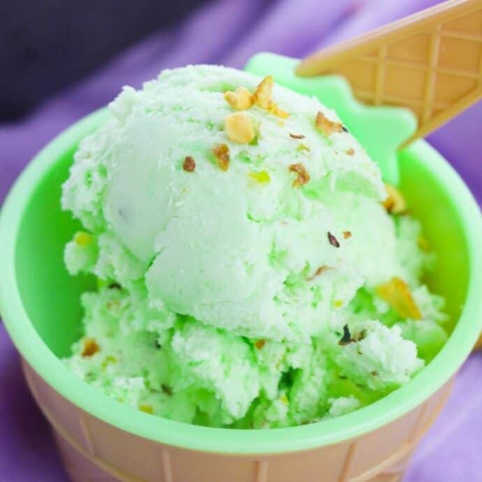 scoop of Homemade Pistachio Ice Cream