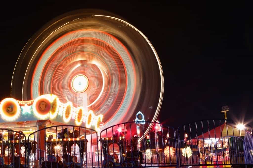 theme park at night