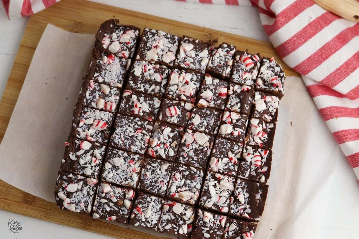 Microwave Peppermint Fudge from the pan