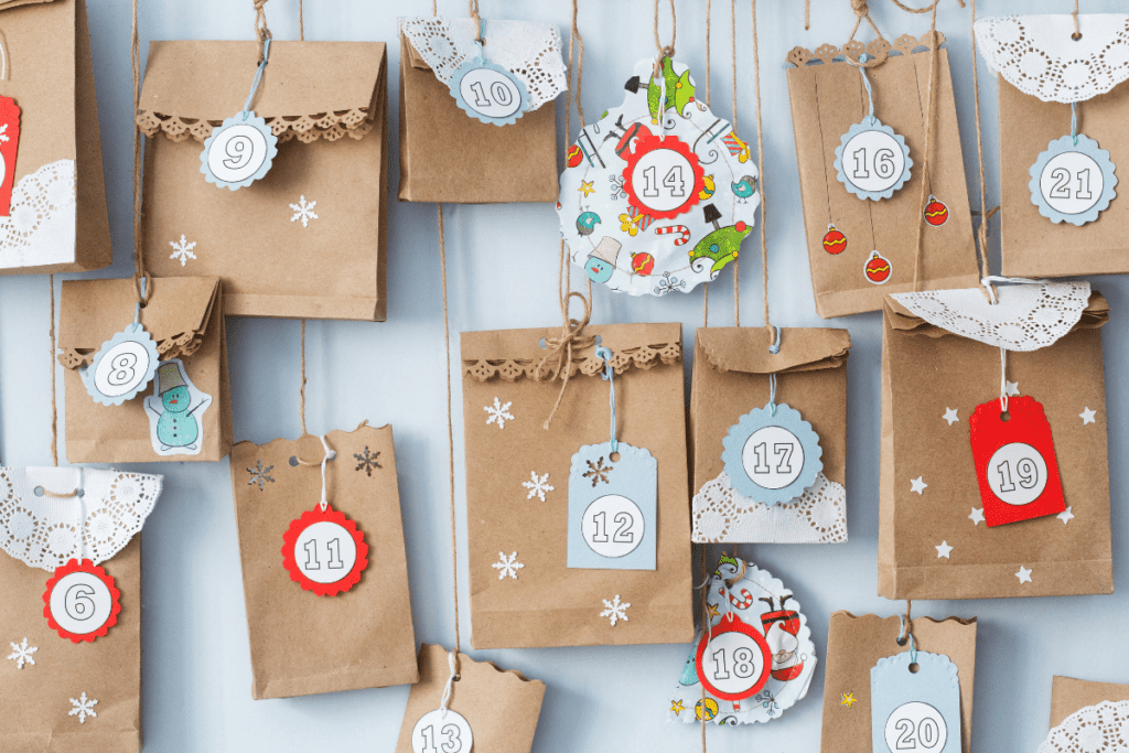 DIY Advent Calendar using paper bags and gift tags for numbers