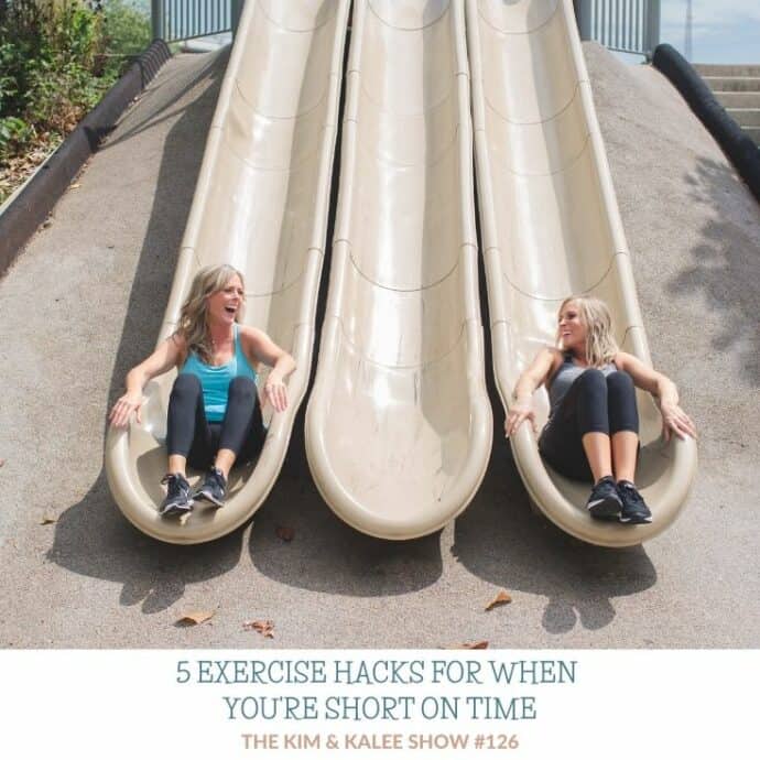 kim and kalee sliding down a slide as an exercise hack