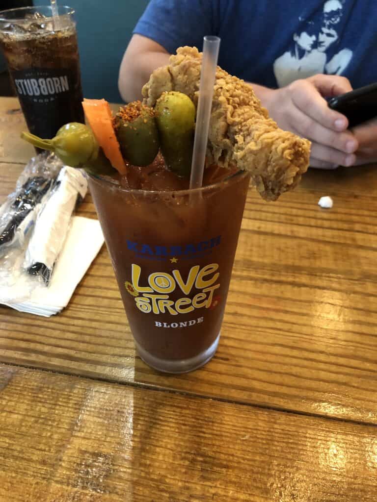 Earl Abel's Bloody Mary with a Chicken Leg in It