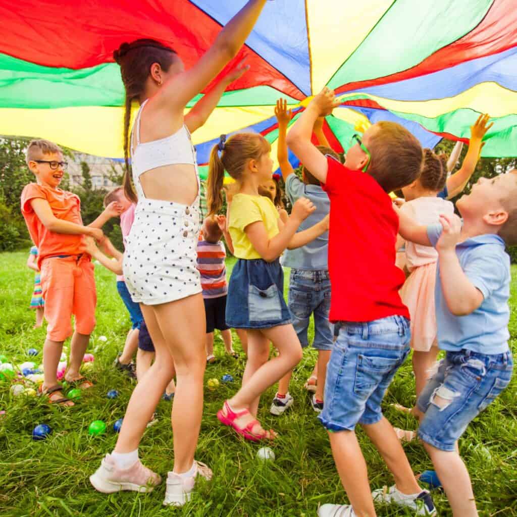 boy activities birthday party - a fun parachute