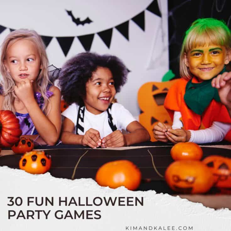 3 kids at a halloween party