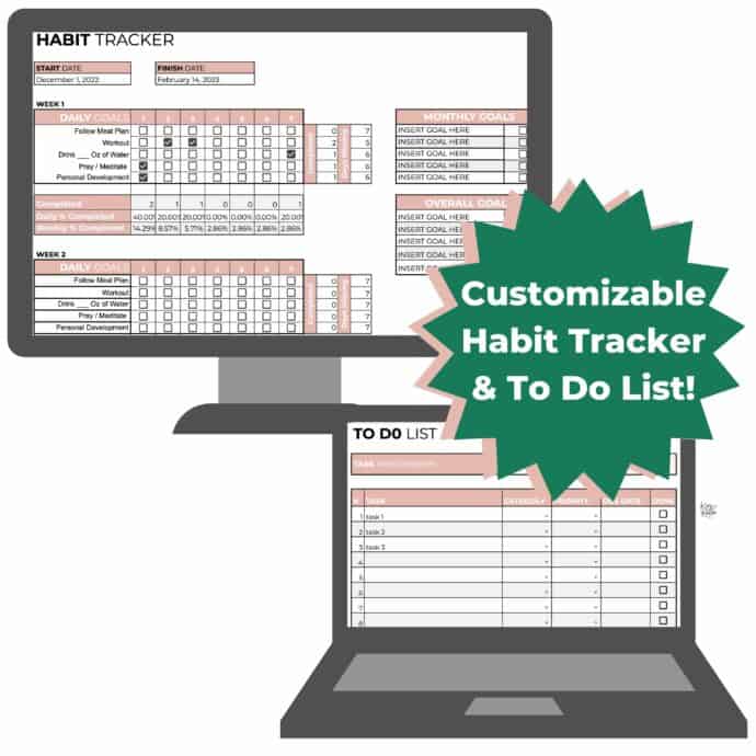 habit tracker spreadsheet sneak peek