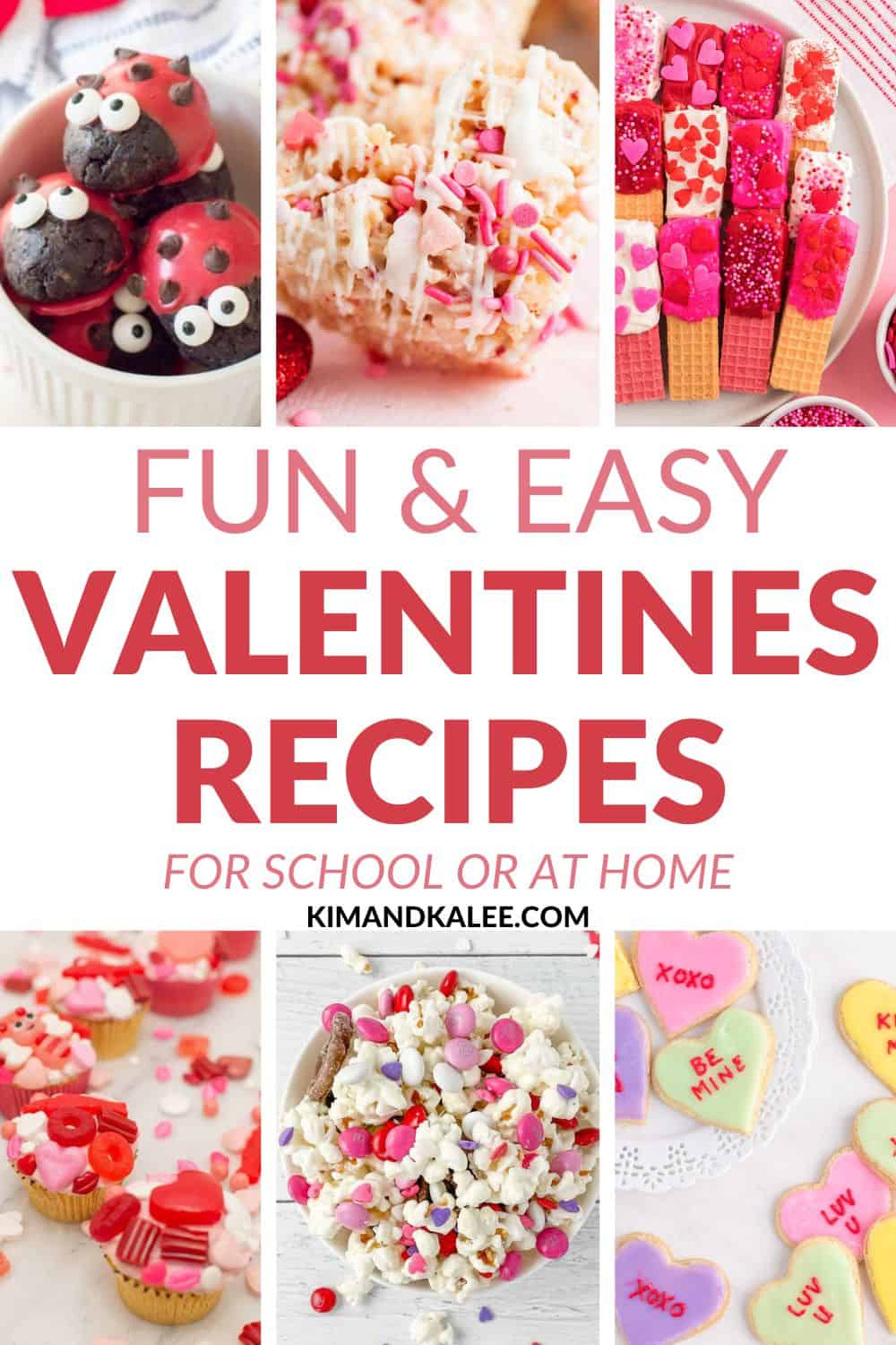 collage of 6 Valentines Day Snack Ideas for School Classroom Treats