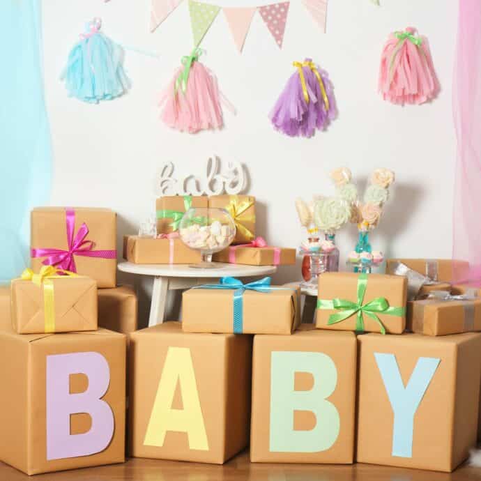 baby shower presents and decorations