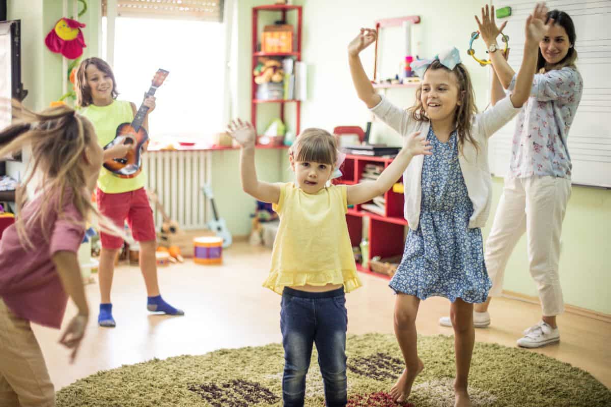 kids dancing in classroom