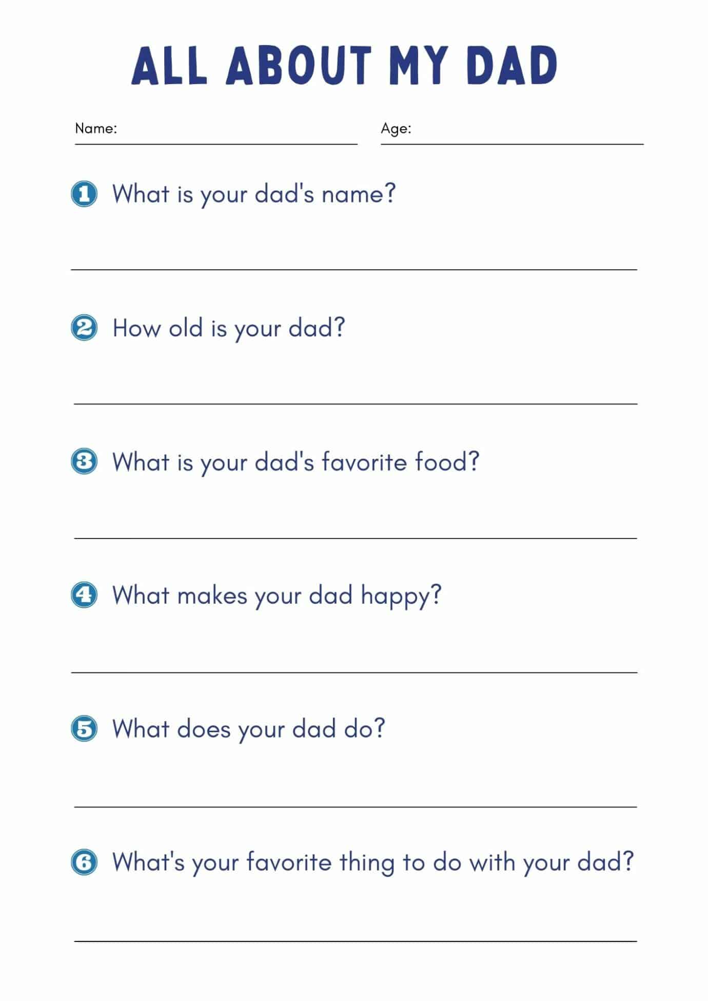 55 Father's Day Questions for Kids (Free Printable)