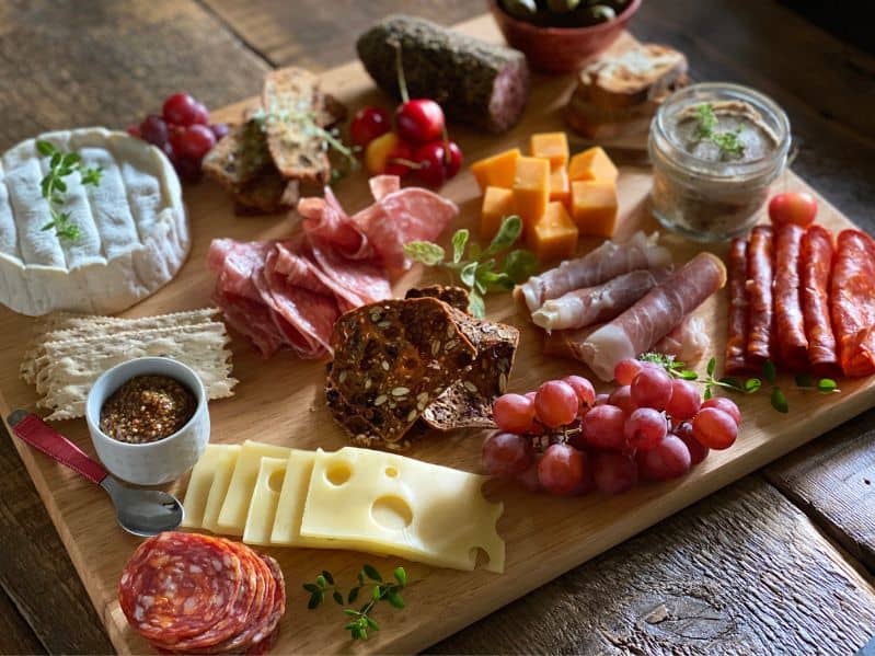 charcuterie board of foods
