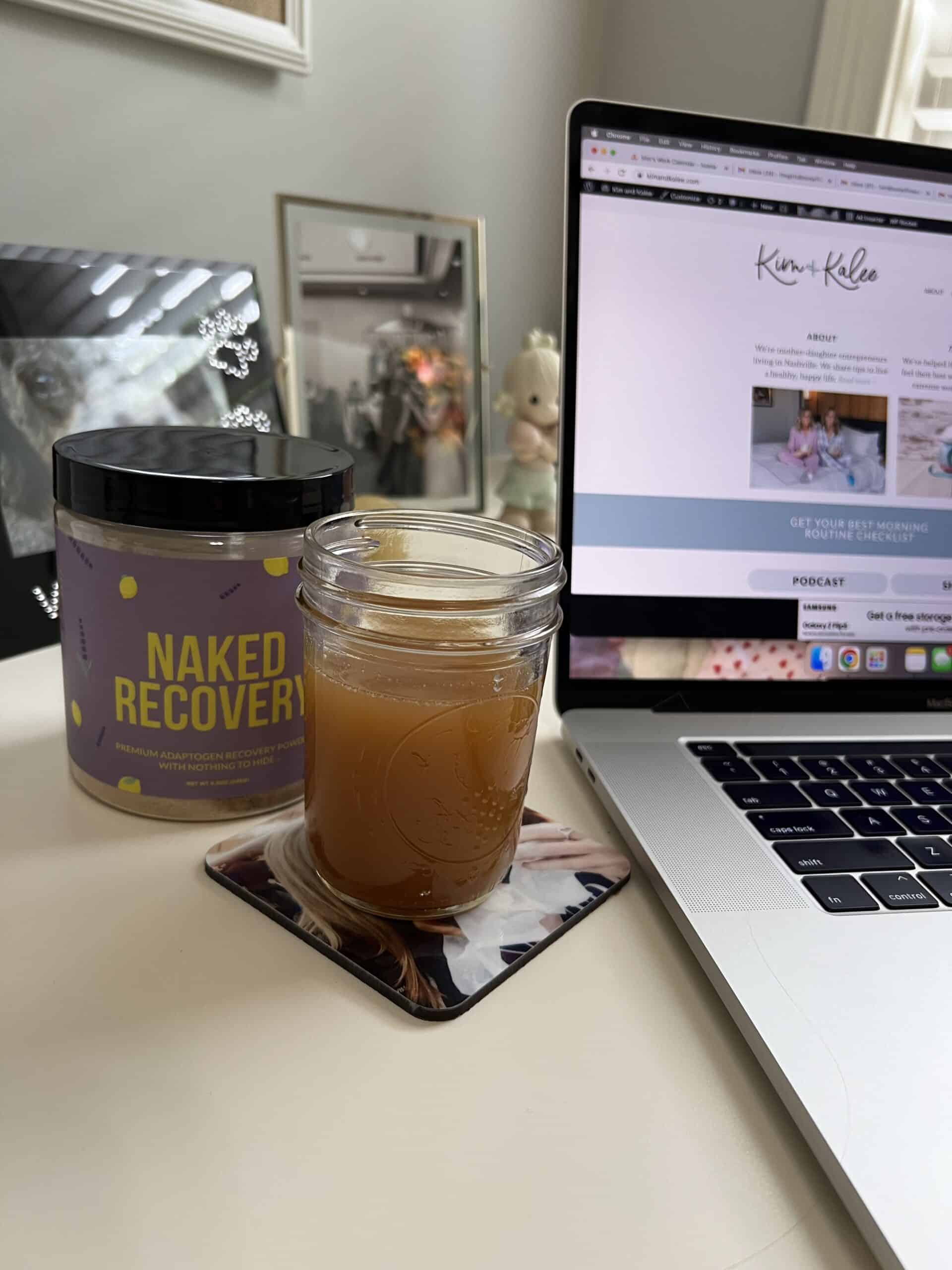 Naked Recovery by a laptop on Kim's desk