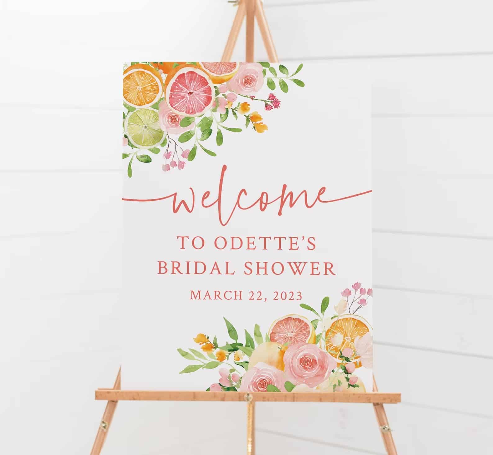 welcome sign for a bridal shower