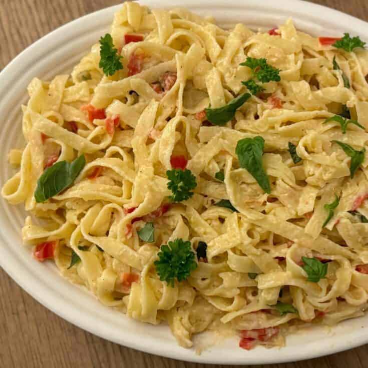 close up of the creamy pasta recipe