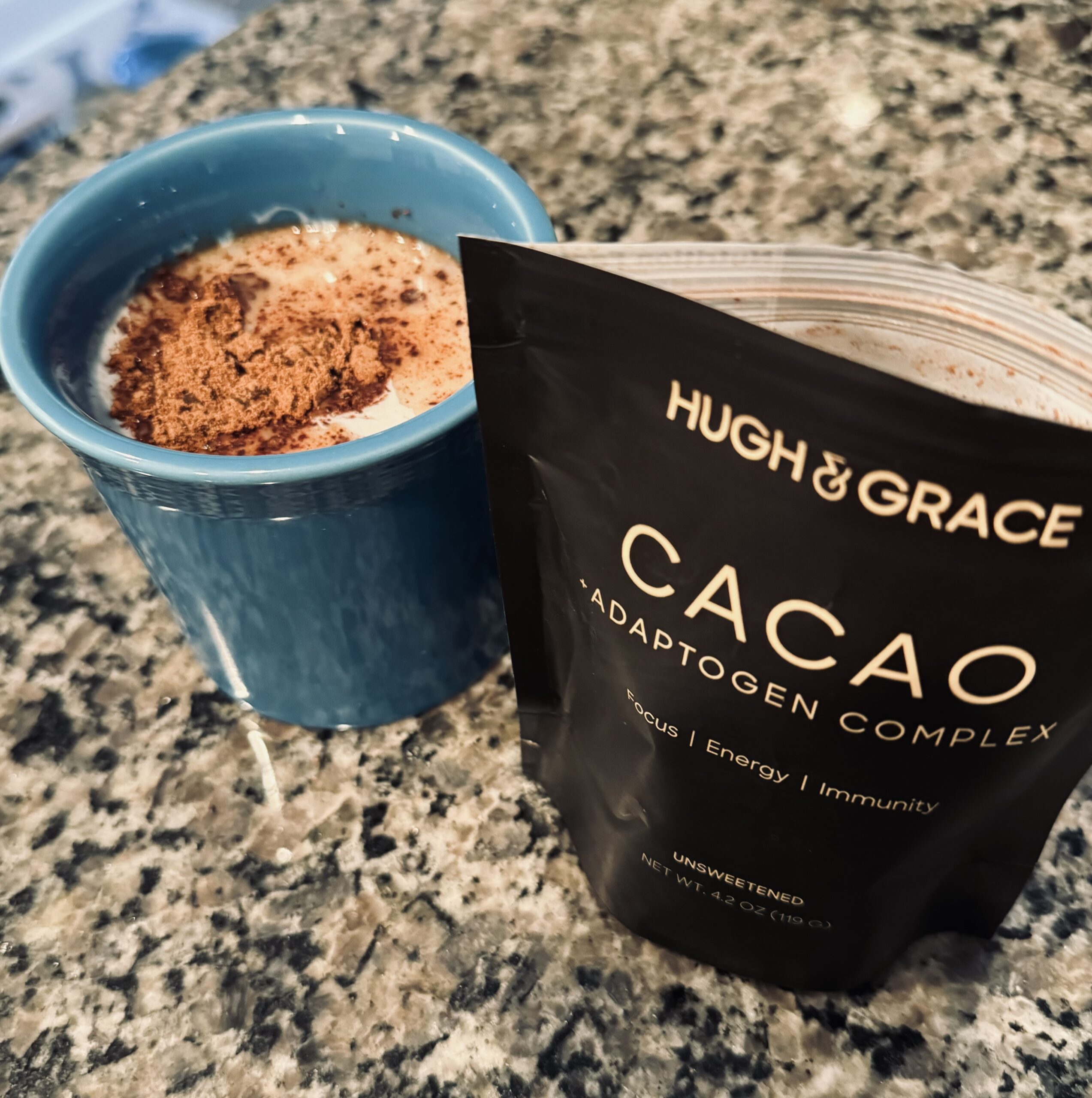 hugh and grace cacao complex in a mug