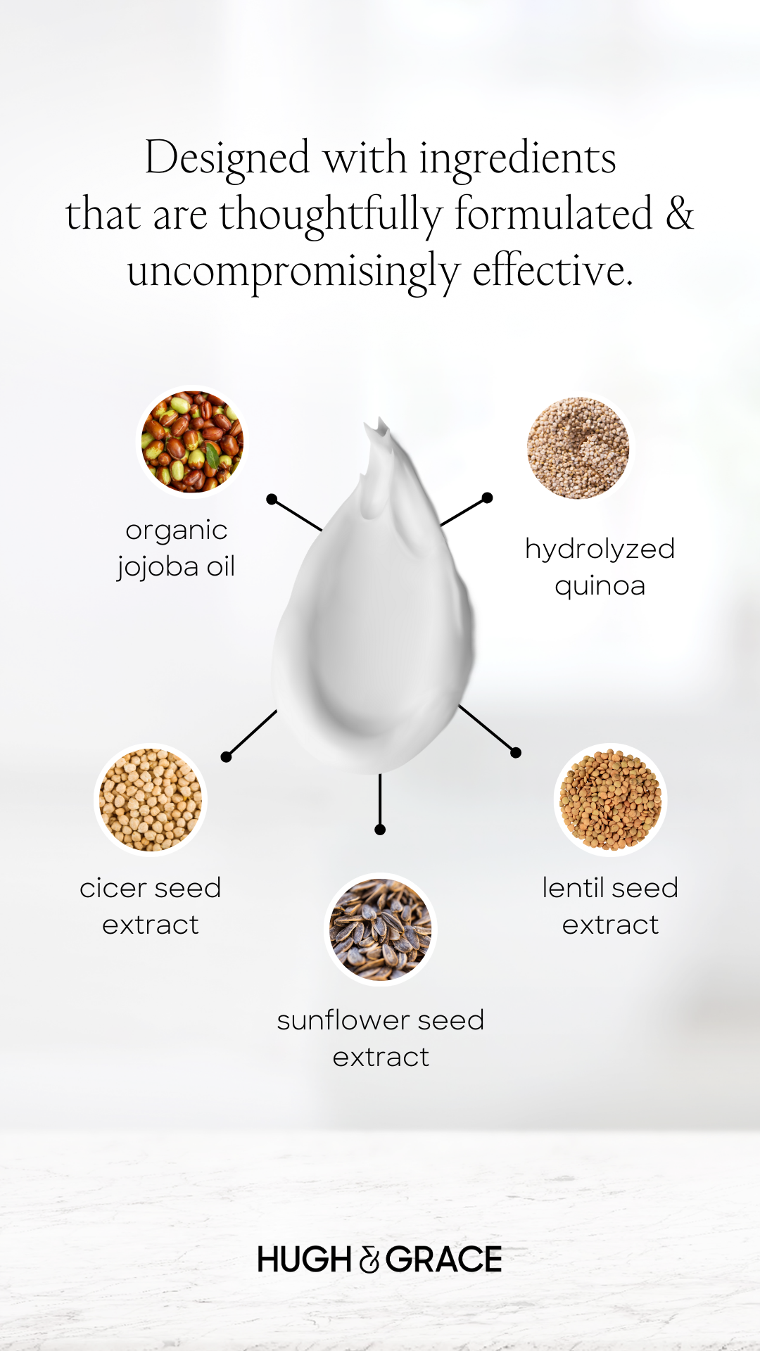 Hugh and Grace Your Best Hair Day Shampoo and Conditioner Infographic of ingredients